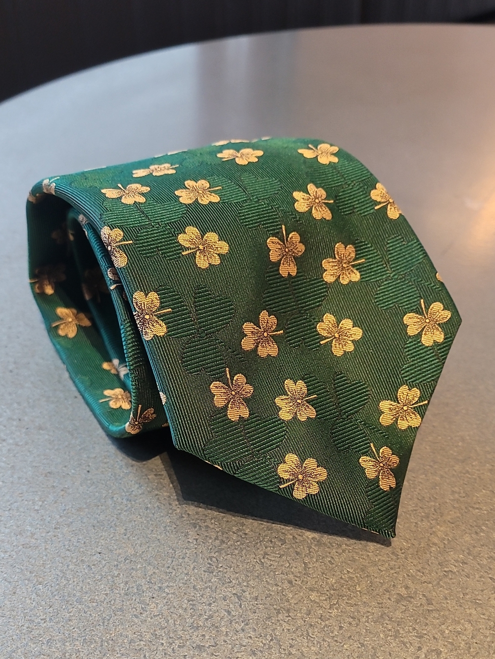 Robert Talbott Emerald Green Tie with Gold Floral Motif